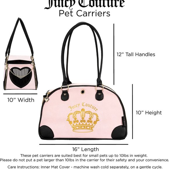 Juicy Couture Small Pets Juicy Couture Pet Carrier Crown Pink Faux